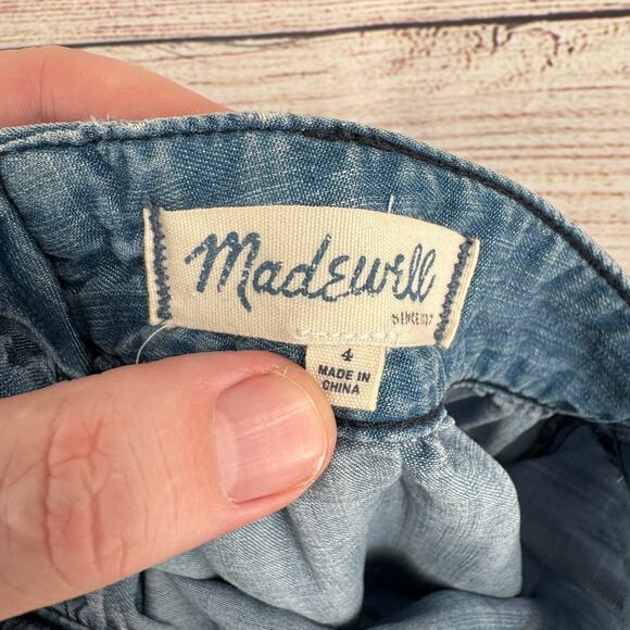 Madewell Chambray Back Zip Skirt Womens 4 Blue Medium Wash - Picture 6 of 10